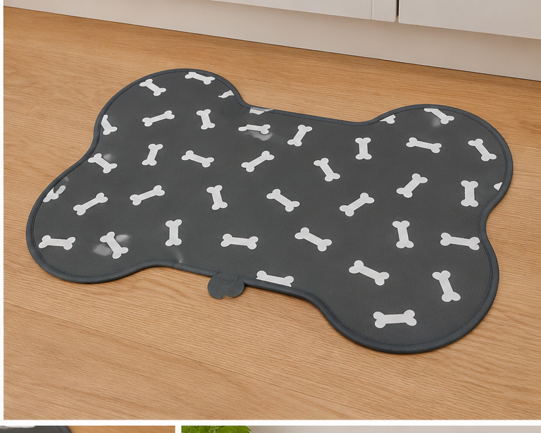 Pet Feeding Mat-Absorbent Dog Food Mat for Water Spill Bone Shaped Dog Mat for Food and Water Bowl Quick Dry Dog Water Dispenser Mat Dog Water Bowl Mat for Messy Drinkers12"*19"