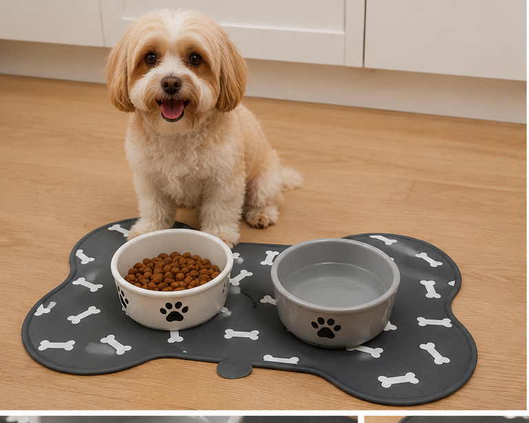 Pet Feeding Mat-Absorbent Dog Food Mat for Water Spill Bone Shaped Dog Mat for Food and Water Bowl Quick Dry Dog Water Dispenser Mat Dog Water Bowl Mat for Messy Drinkers12"*19"
