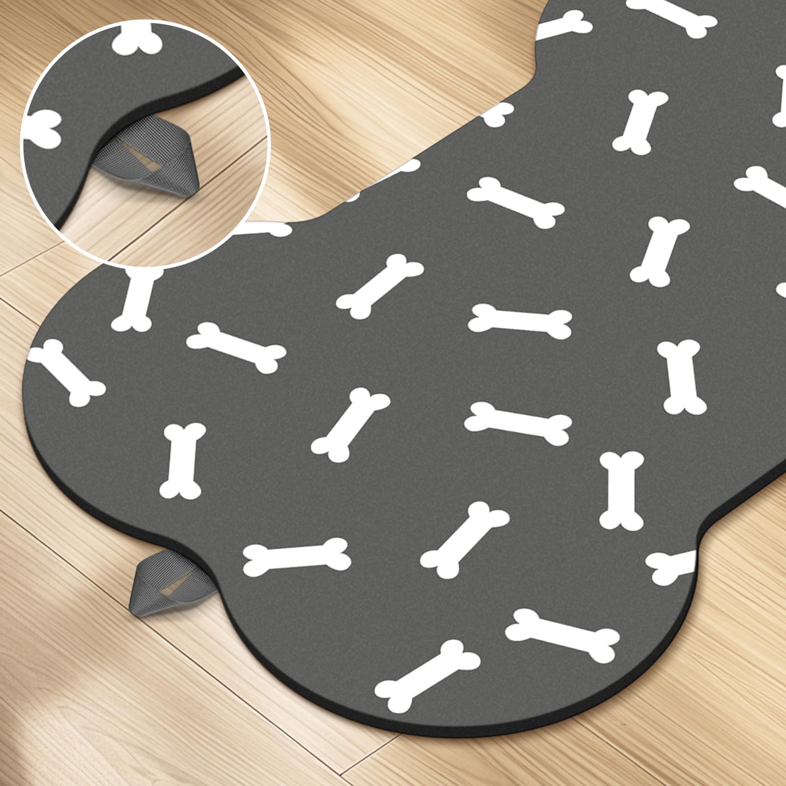 Pet Feeding Mat-Absorbent Dog Food Mat for Water Spill Bone Shaped Dog Mat for Food and Water Bowl Quick Dry Dog Water Dispenser Mat Dog Water Bowl Mat for Messy Drinkers12"*19"