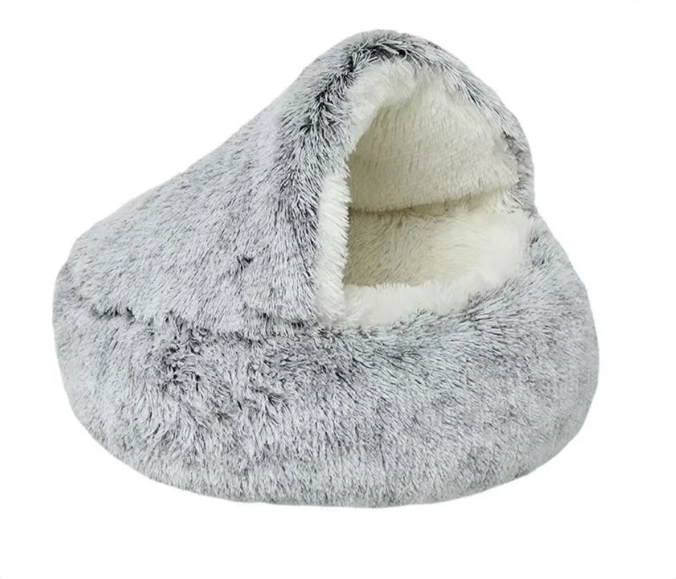 Fluffy Cat Cave Bed — All-Season Cozy Nest for Cats & Small Dogs