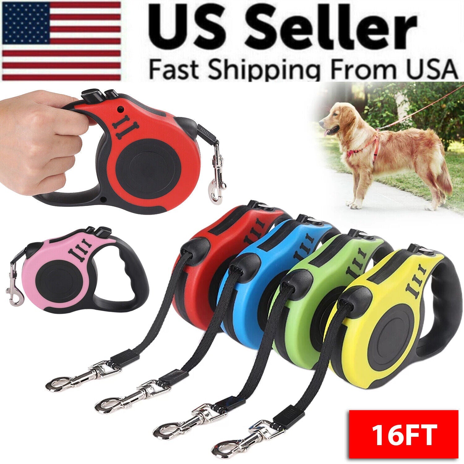 WalkFree™ Retractable Dog Leash – 16.5 FT Auto Walking Lead