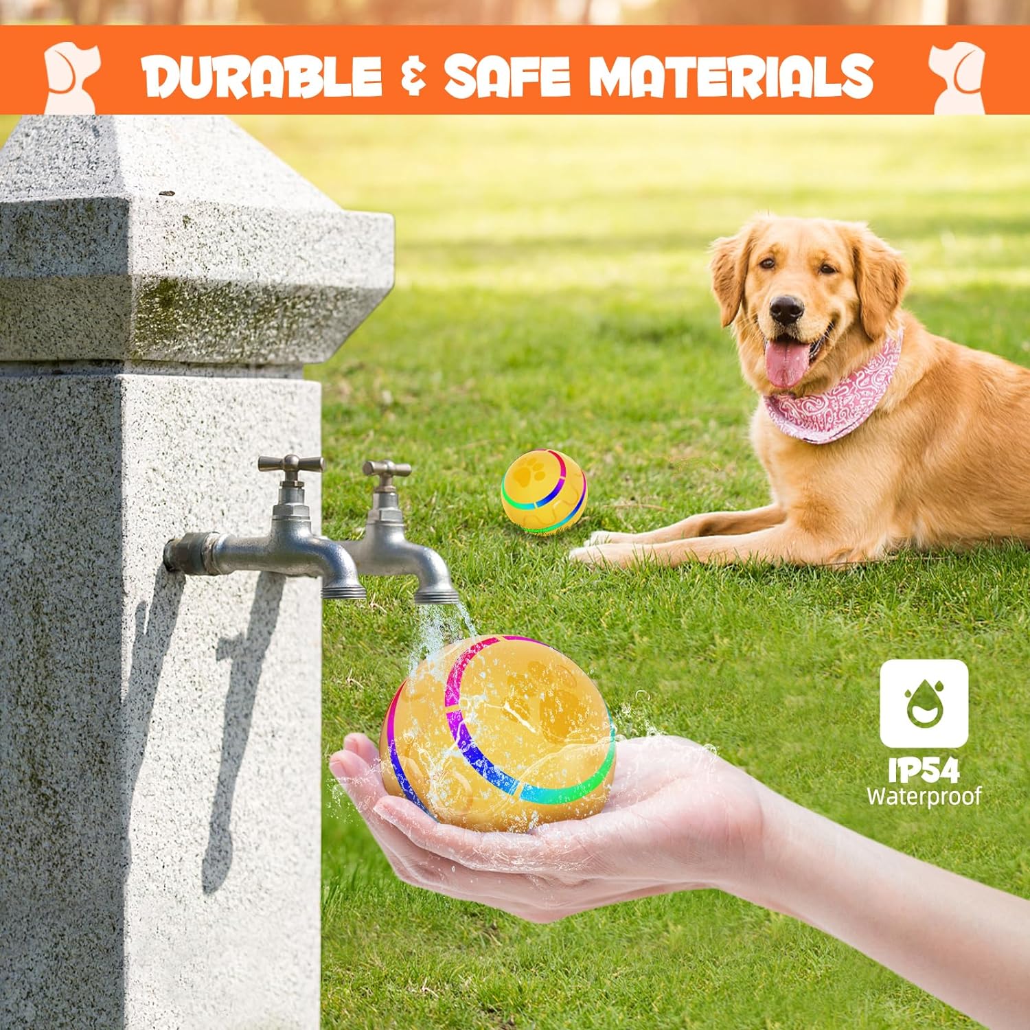 Peppy Pet Ball for Dogs, Interactive Dog Toy Durable Automatic Rolling Ball with Led Flash Lights for Small Medium Dogs Breed, Wicked Ball with Motion Activat BPA-Free USB Rechargeable
